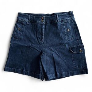 Westbound Dark Wash Stretch Denim Cargo Shorts | Size 8